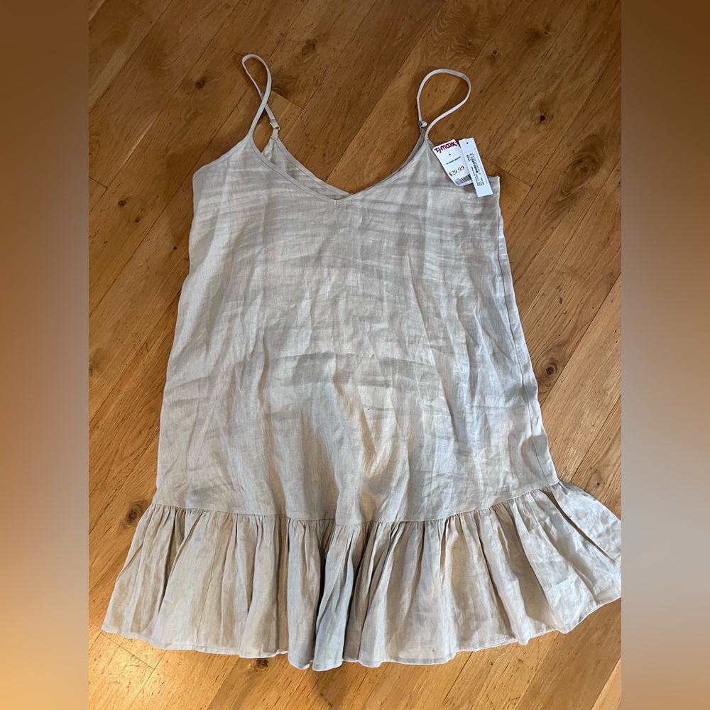 NWT Beige OS flowy linen dress- fits like XL